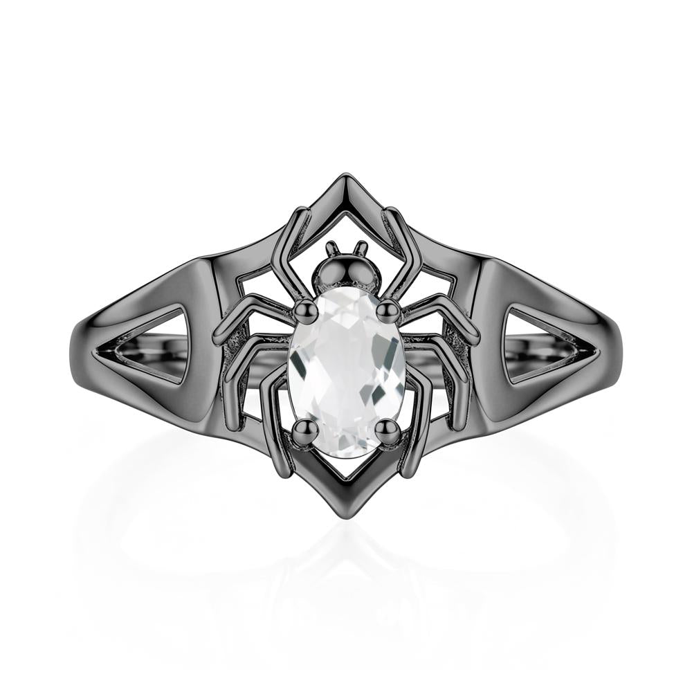 Gothic Rose Quartz Dark Spider Ring - LUO Jewelry #gemstone_White Topaz