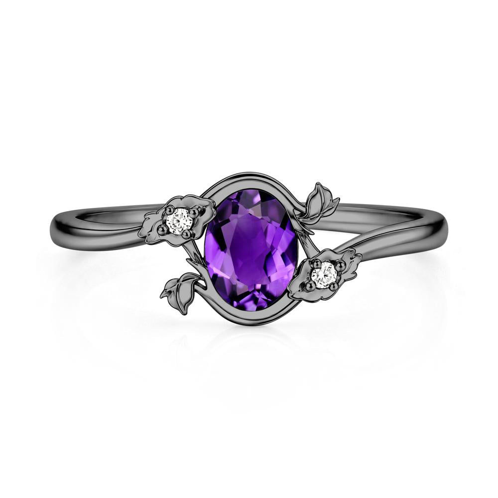 Oval Shaped Garnet Bypass Floral Ring - LUO Jewelry #gemstone_Amethyst