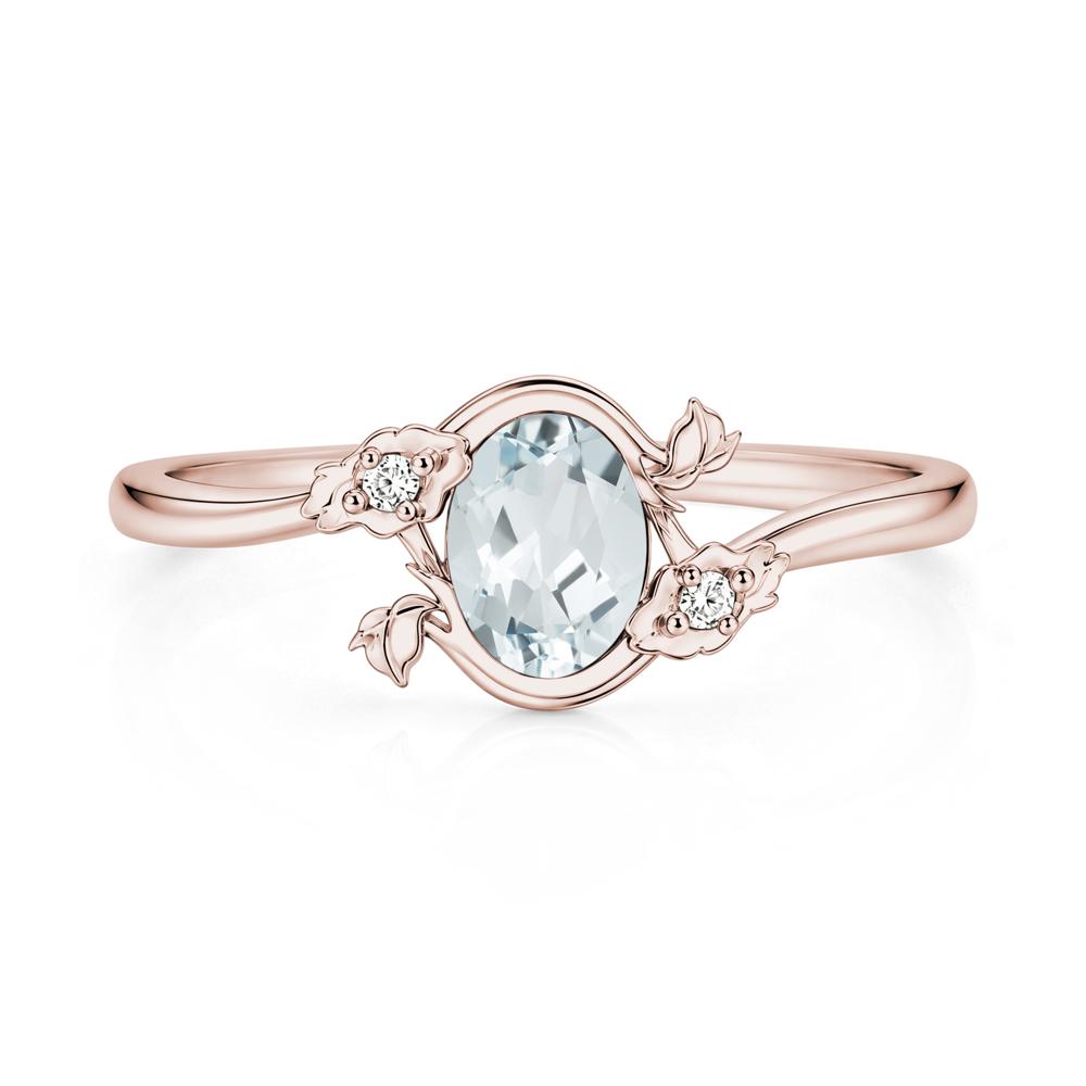 Oval Shaped Garnet Bypass Floral Ring - LUO Jewelry #gemstone_Aquamarine