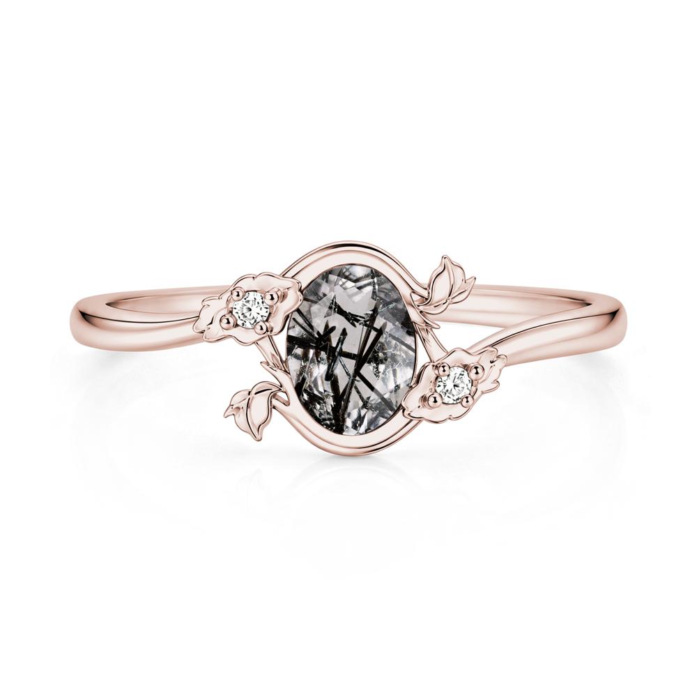 Oval Shaped Garnet Bypass Floral Ring - LUO Jewelry #gemstone_Black Rutilated Quartz