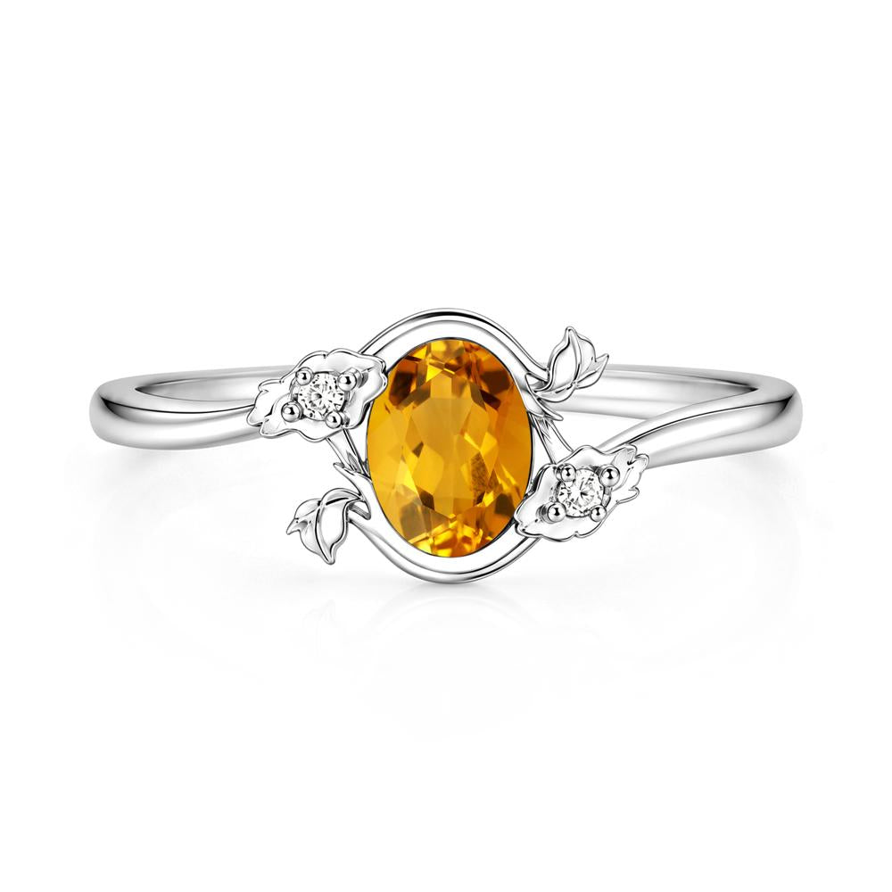 Oval Shaped Garnet Bypass Floral Ring - LUO Jewelry #gemstone_Citrine