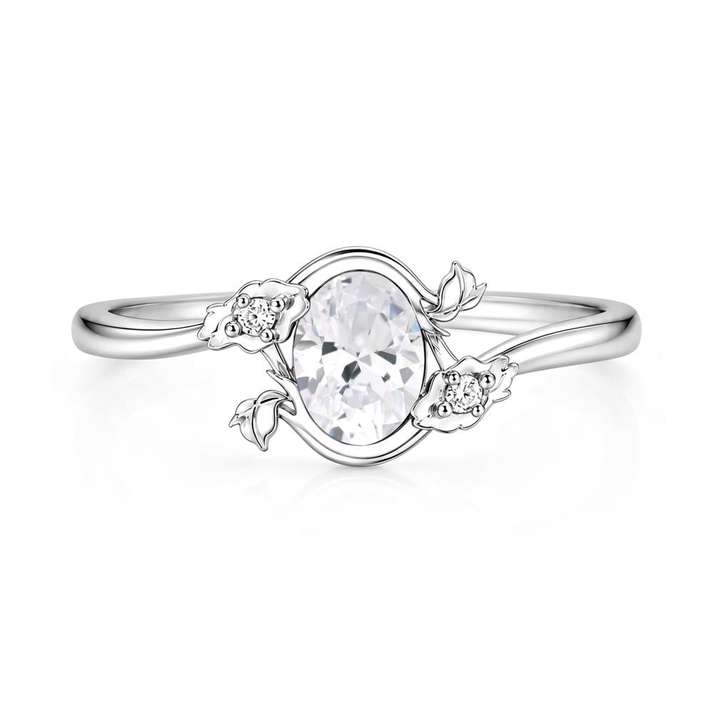 Oval Shaped Garnet Bypass Floral Ring - LUO Jewelry #gemstone_Cubic Zirconia