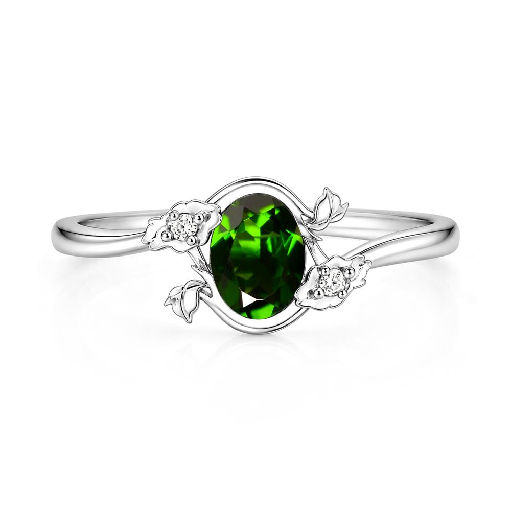 Oval Shaped Garnet Bypass Floral Ring - LUO Jewelry #gemstone_Diopside