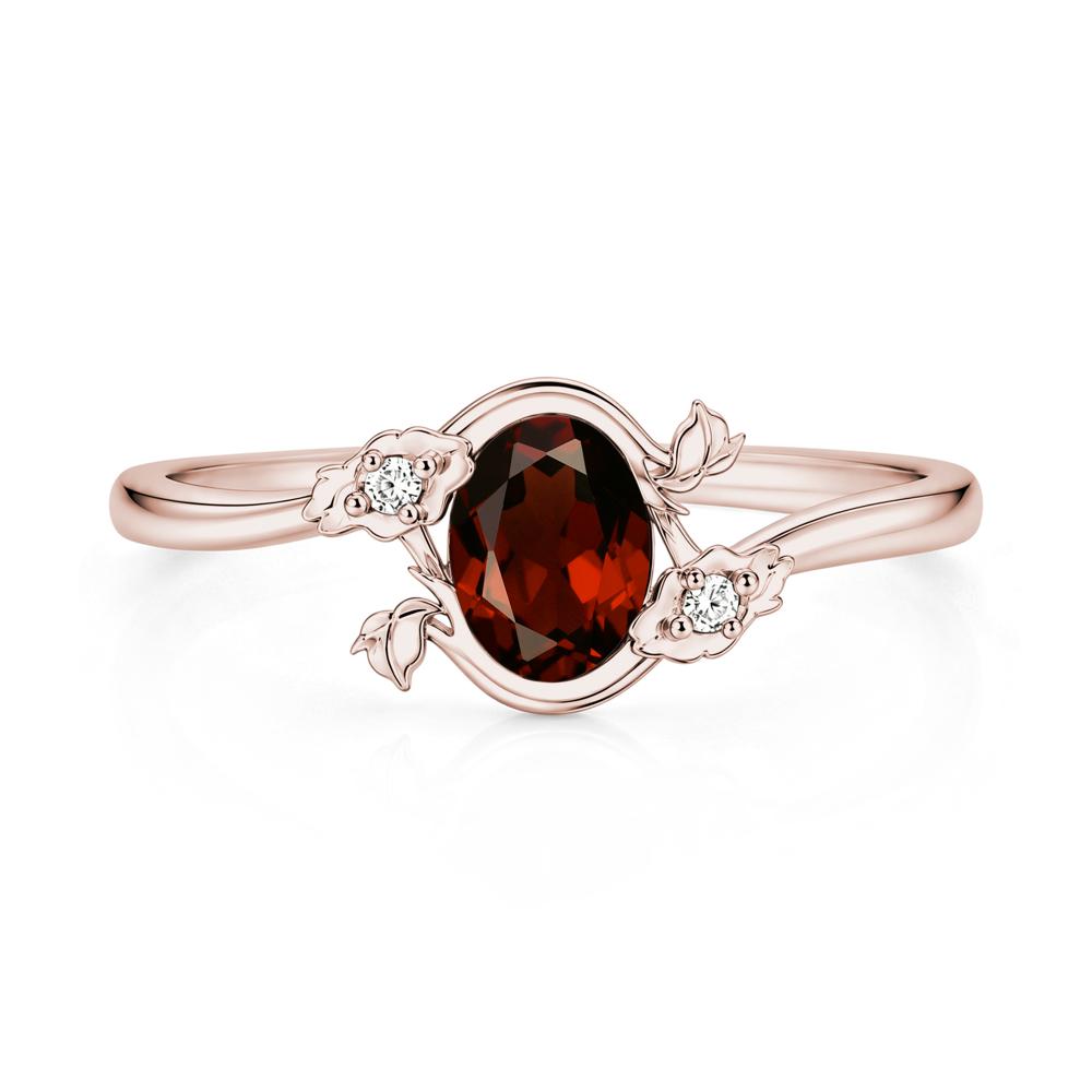 Oval Shaped Garnet Bypass Floral Ring - LUO Jewelry #gemstone_Garnet