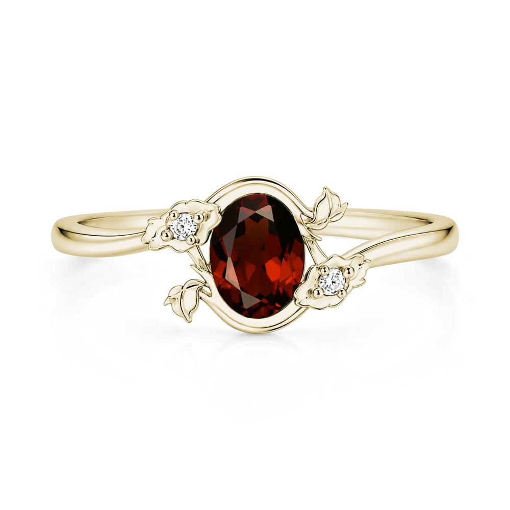 Oval Shaped Garnet Bypass Floral Ring - LUO Jewelry #gemstone_Garnet