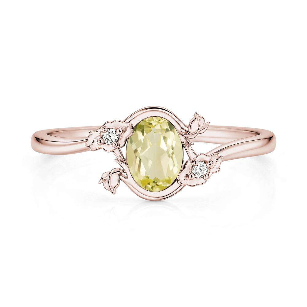 Oval Shaped Garnet Bypass Floral Ring - LUO Jewelry #gemstone_Lemon Quartz