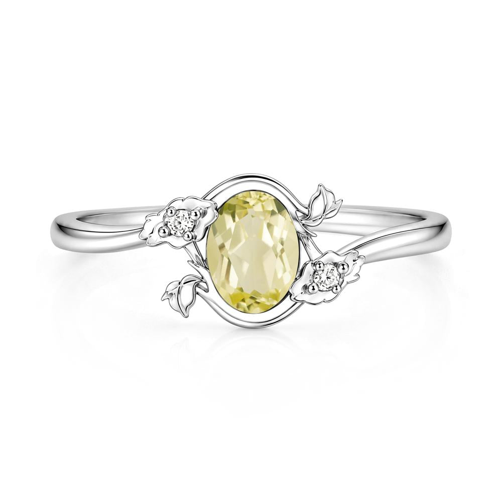 Oval Shaped Garnet Bypass Floral Ring - LUO Jewelry #gemstone_Lemon Quartz
