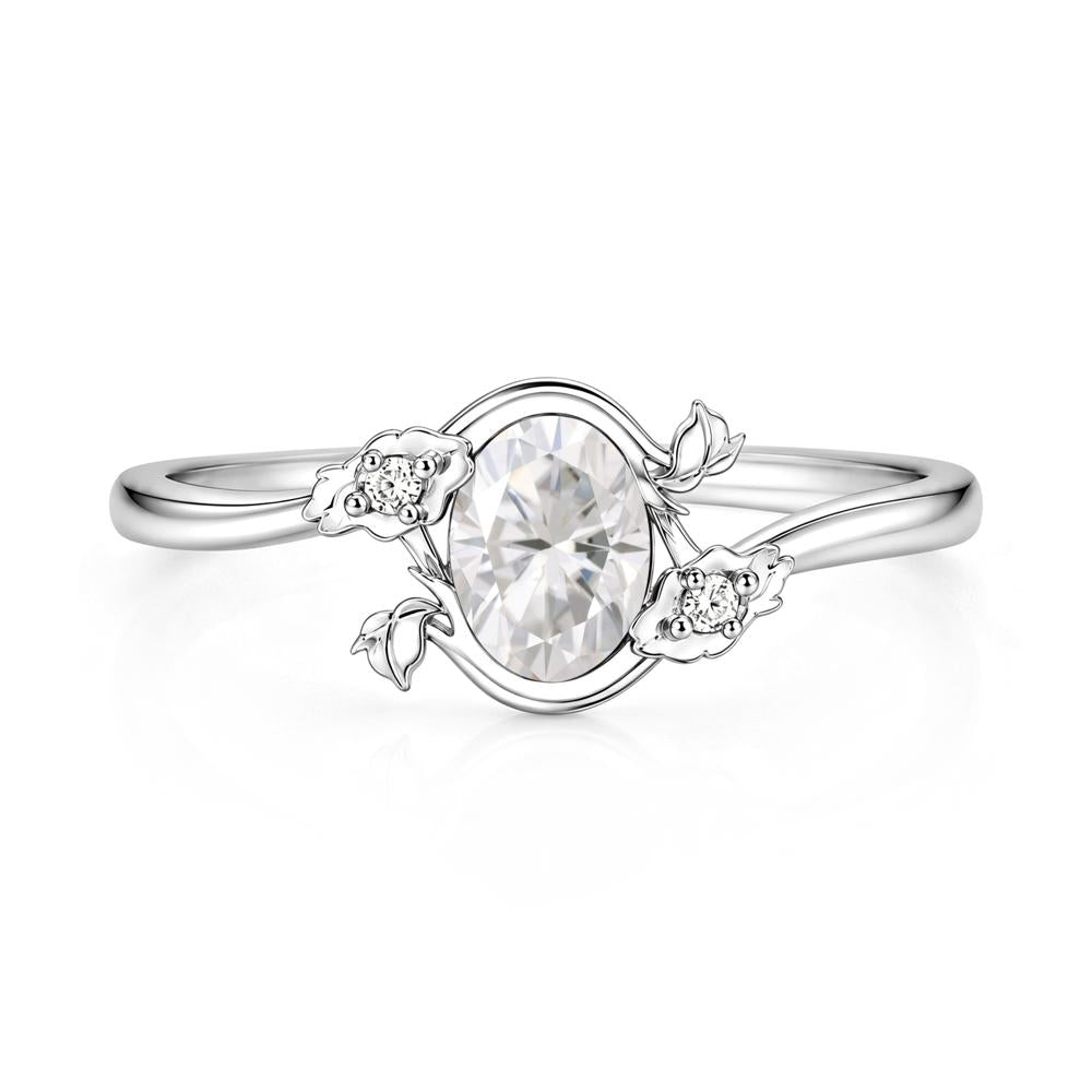 Oval Shaped Garnet Bypass Floral Ring - LUO Jewelry #gemstone_Moissanite