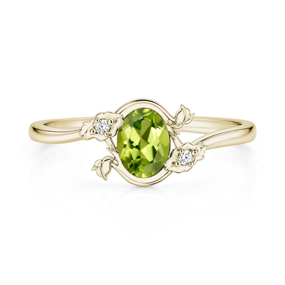Oval Shaped Garnet Bypass Floral Ring - LUO Jewelry #gemstone_Peridot