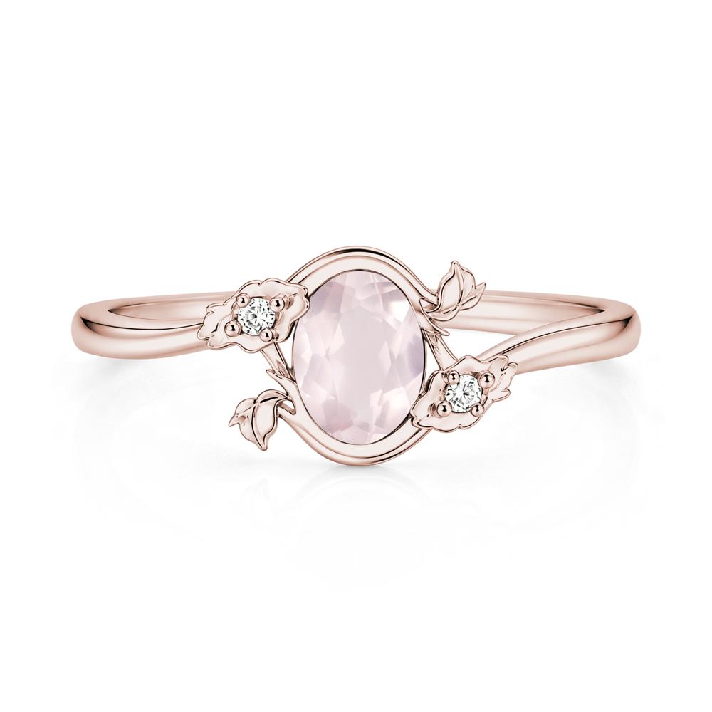 Oval Shaped Garnet Bypass Floral Ring - LUO Jewelry #gemstone_Rose Quartz