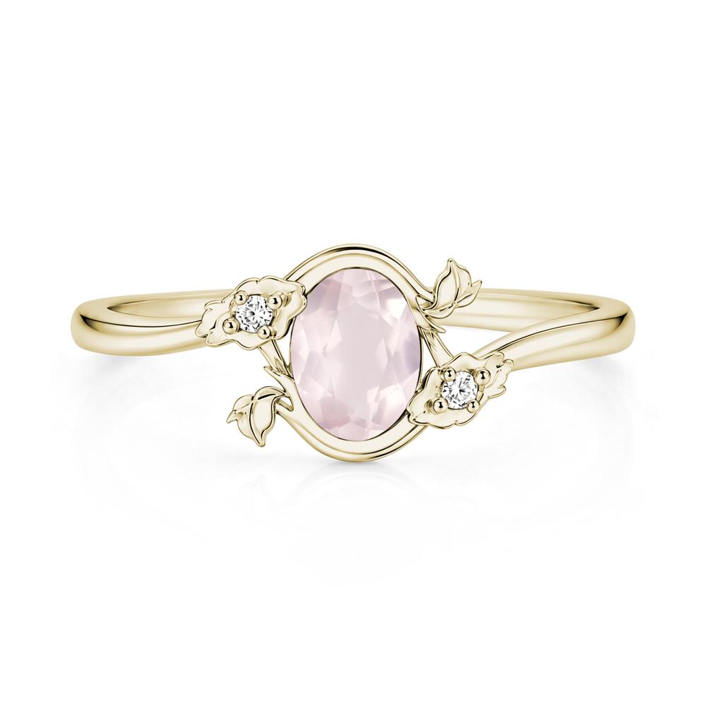 Oval Shaped Garnet Bypass Floral Ring - LUO Jewelry #gemstone_Rose Quartz