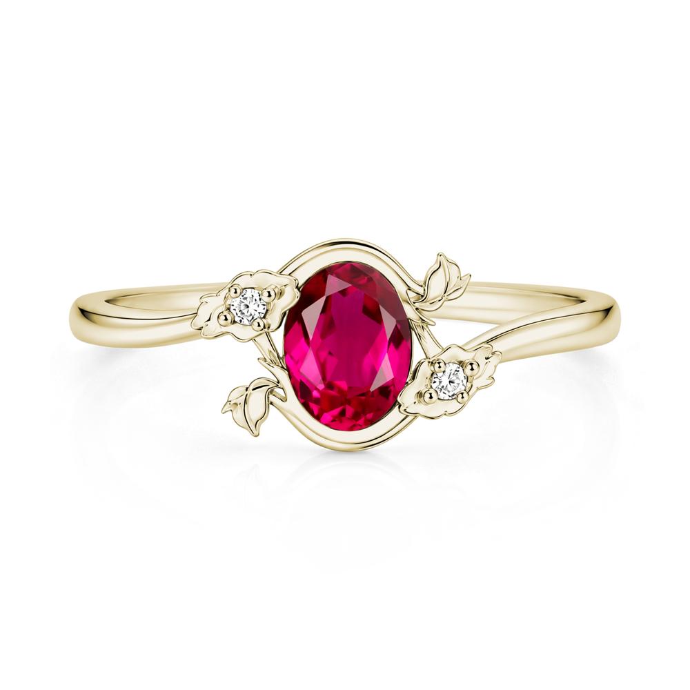 Oval Shaped Garnet Bypass Floral Ring - LUO Jewelry #gemstone_Ruby