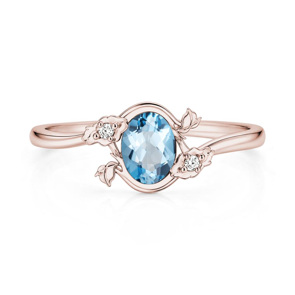 Oval Shaped Garnet Bypass Floral Ring - LUO Jewelry #gemstone_Swiss Blue Topaz