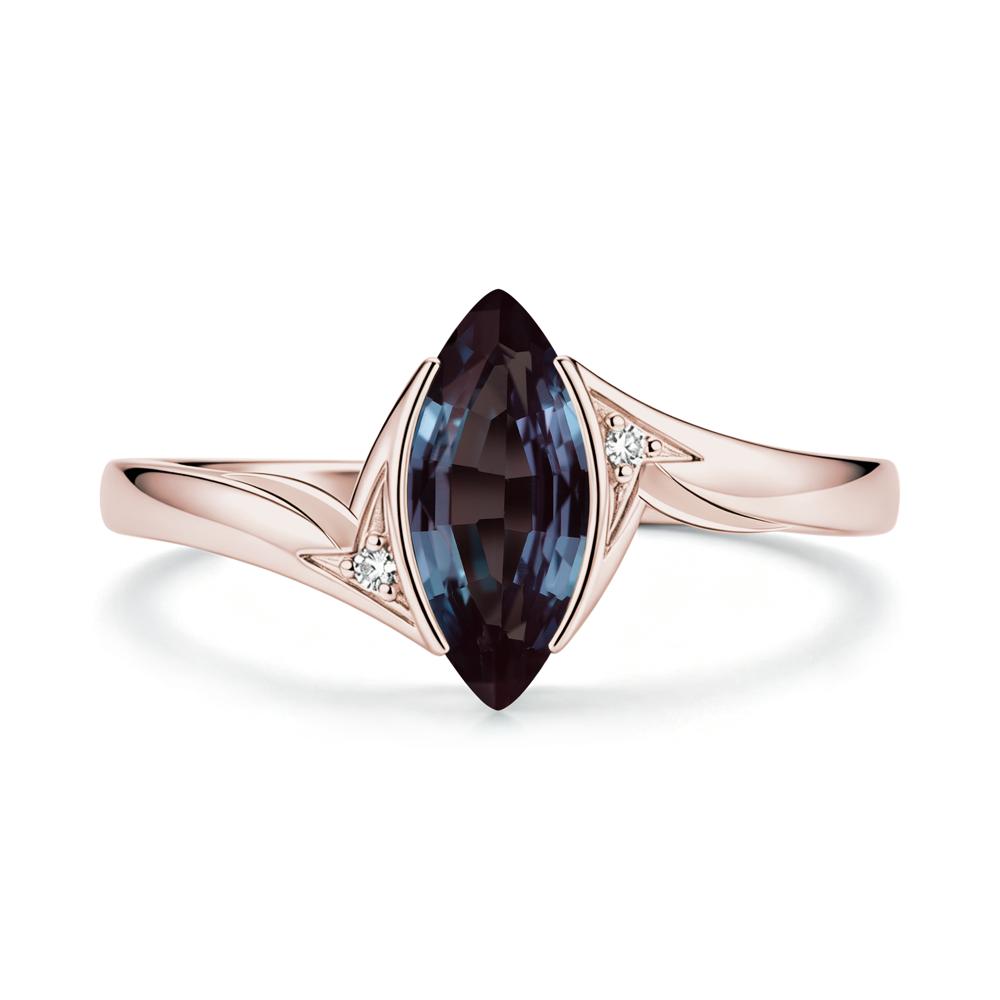 Marquise Cut Green Moissanite Tension Ring - LUO Jewelry #gemstone_Alexandrite
