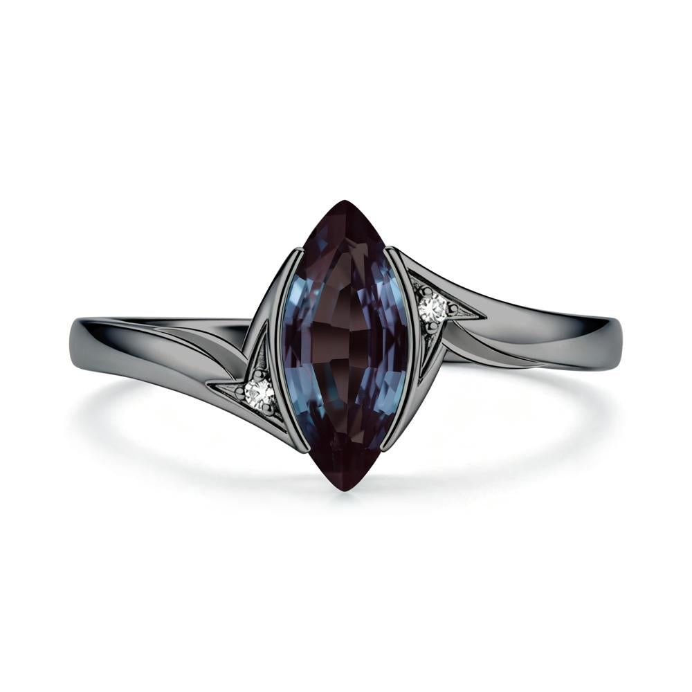 Marquise Cut Green Moissanite Tension Ring - LUO Jewelry #gemstone_Alexandrite