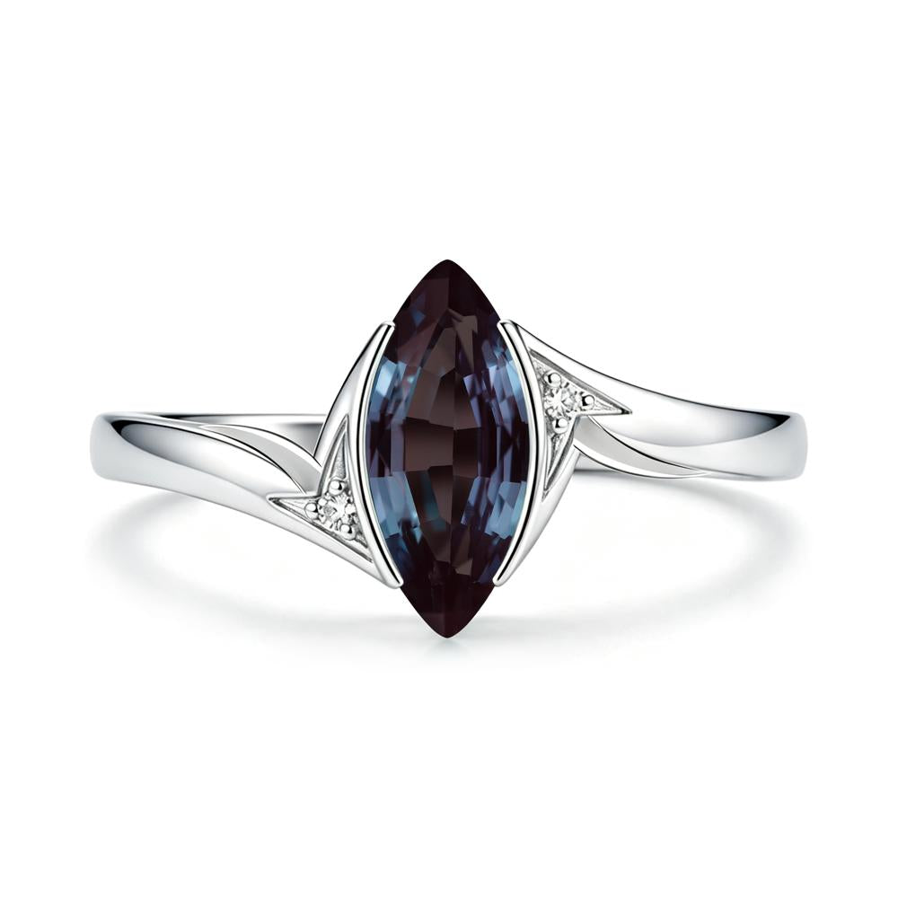 Marquise Cut Green Moissanite Tension Ring - LUO Jewelry #gemstone_Alexandrite