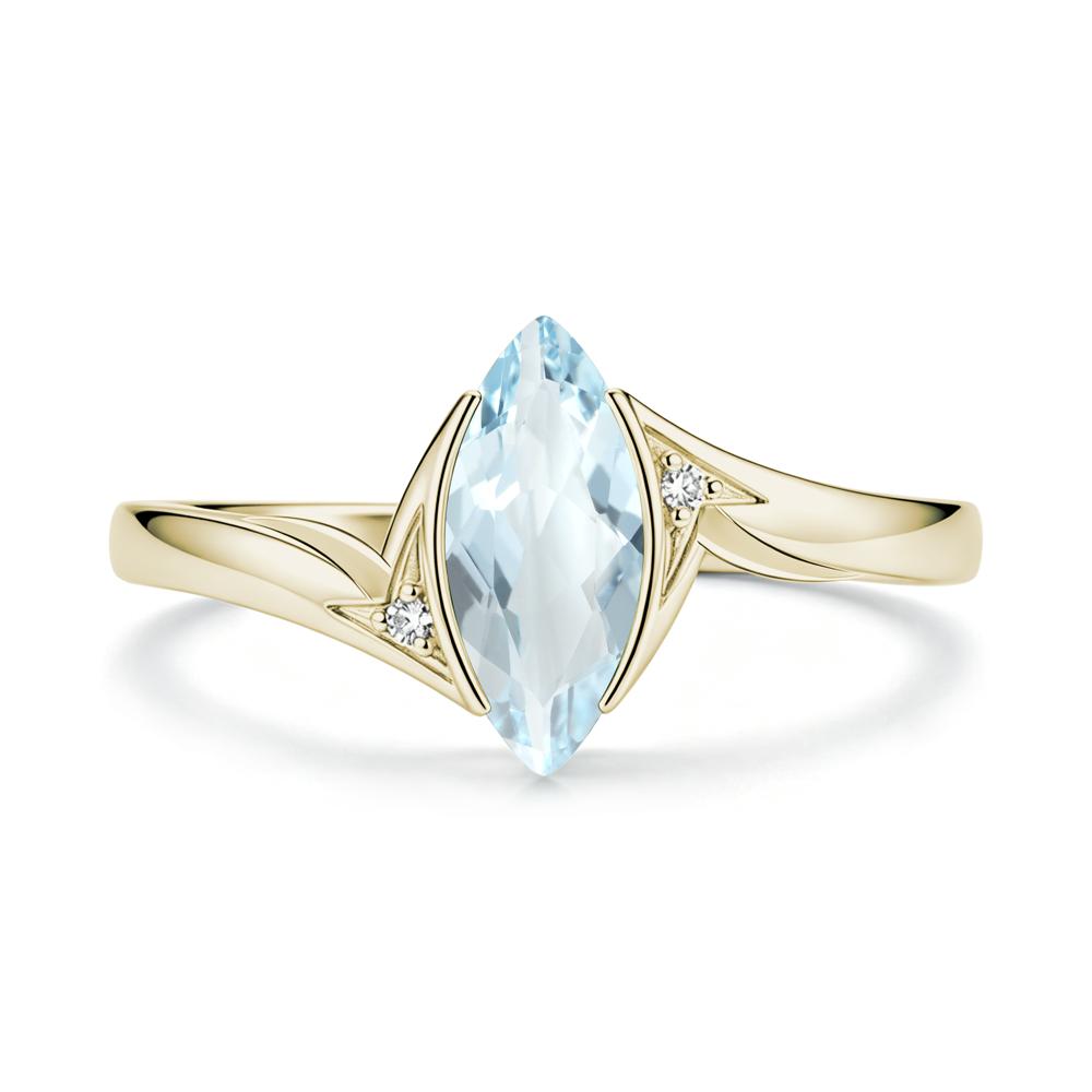 Marquise Cut Green Moissanite Tension Ring - LUO Jewelry #gemstone_Aquamarine