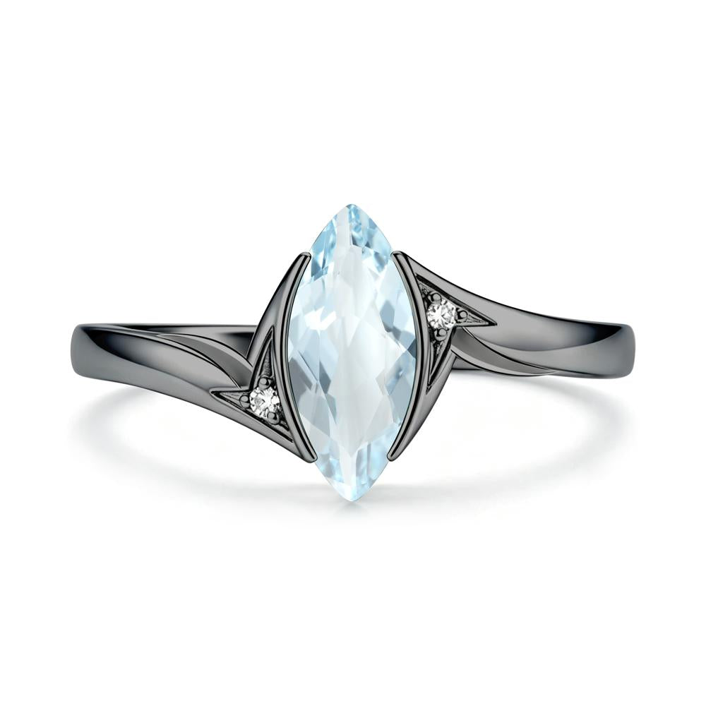 Marquise Cut Green Moissanite Tension Ring - LUO Jewelry #gemstone_Aquamarine