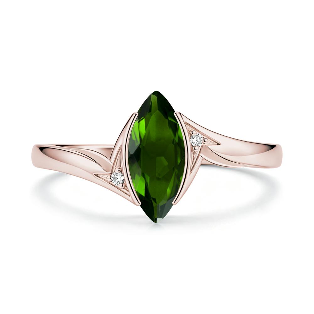 Marquise Cut Green Moissanite Tension Ring - LUO Jewelry #gemstone_Diopside