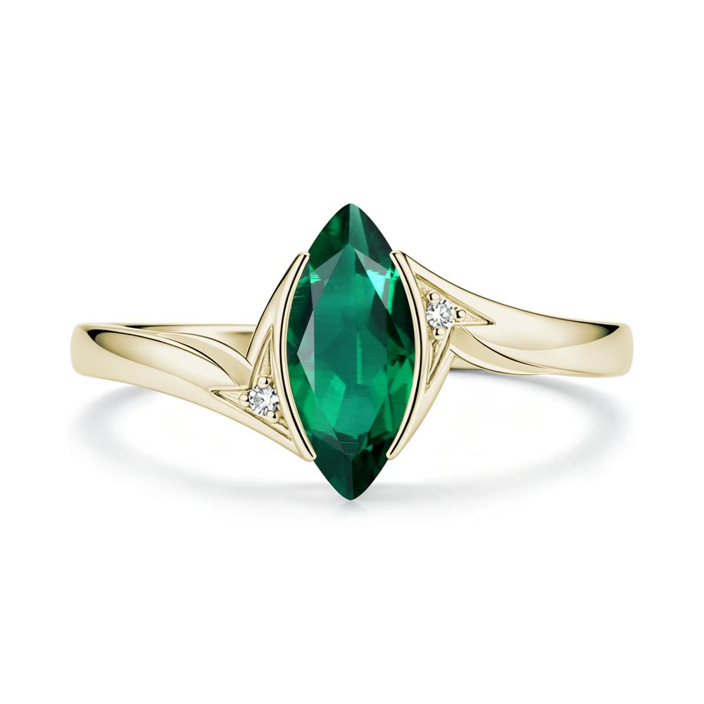 Marquise Cut Green Moissanite Tension Ring - LUO Jewelry #gemstone_Emerald