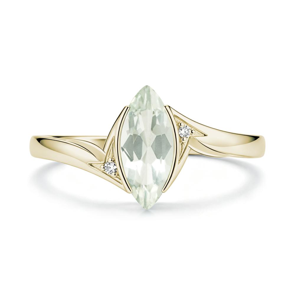 Marquise Cut Green Moissanite Tension Ring - LUO Jewelry #gemstone_Green Amethyst