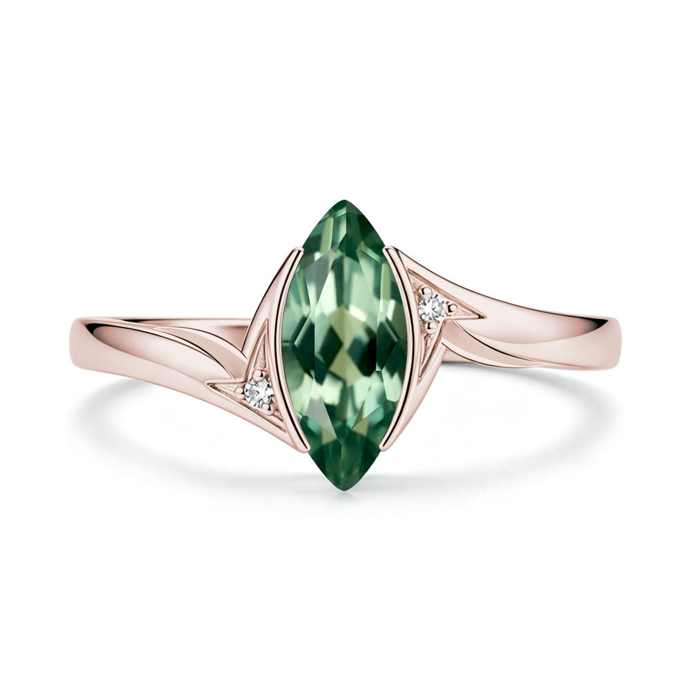 Marquise Cut Green Moissanite Tension Ring - LUO Jewelry #gemstone_Green Sapphire