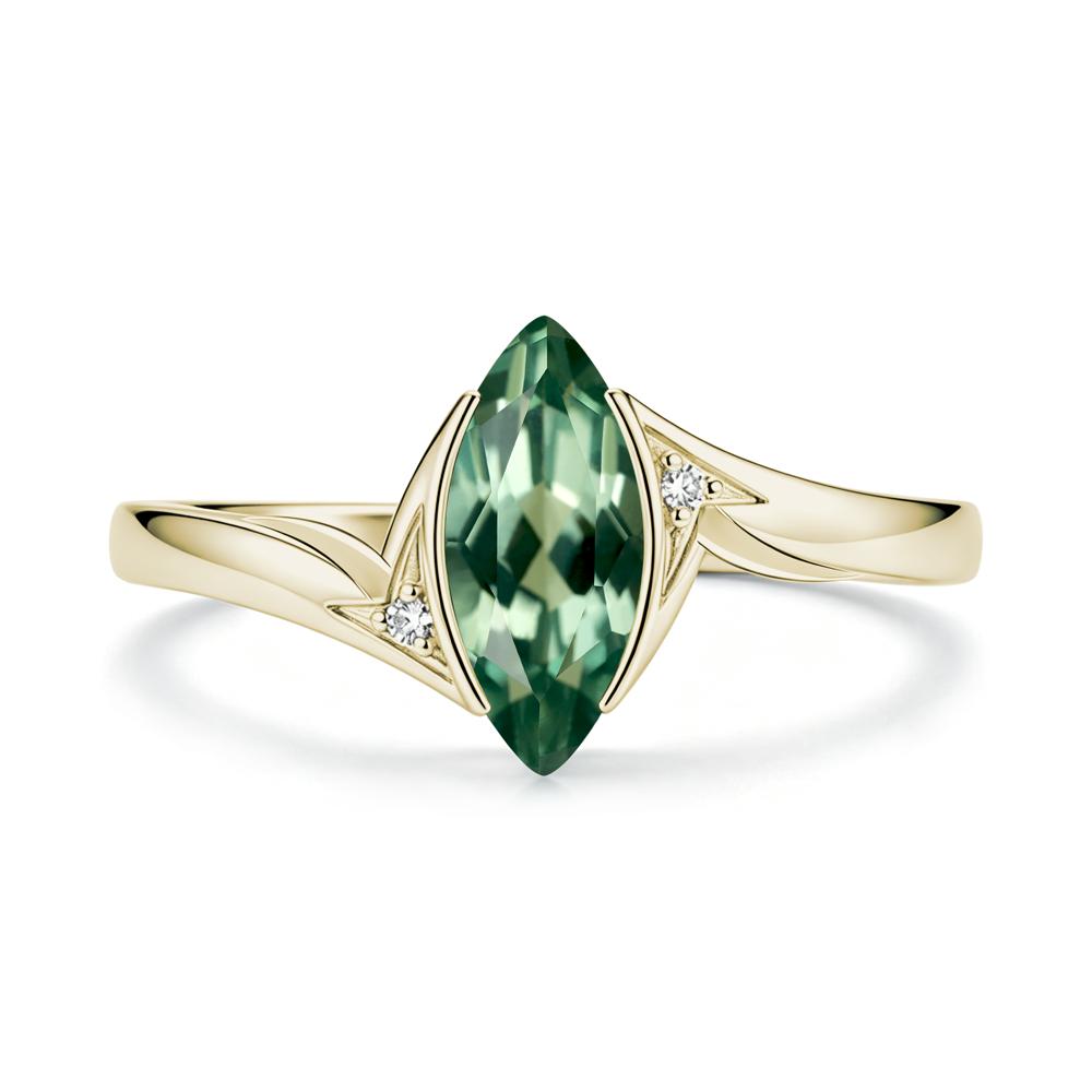 Marquise Cut Green Moissanite Tension Ring - LUO Jewelry #gemstone_Green Sapphire