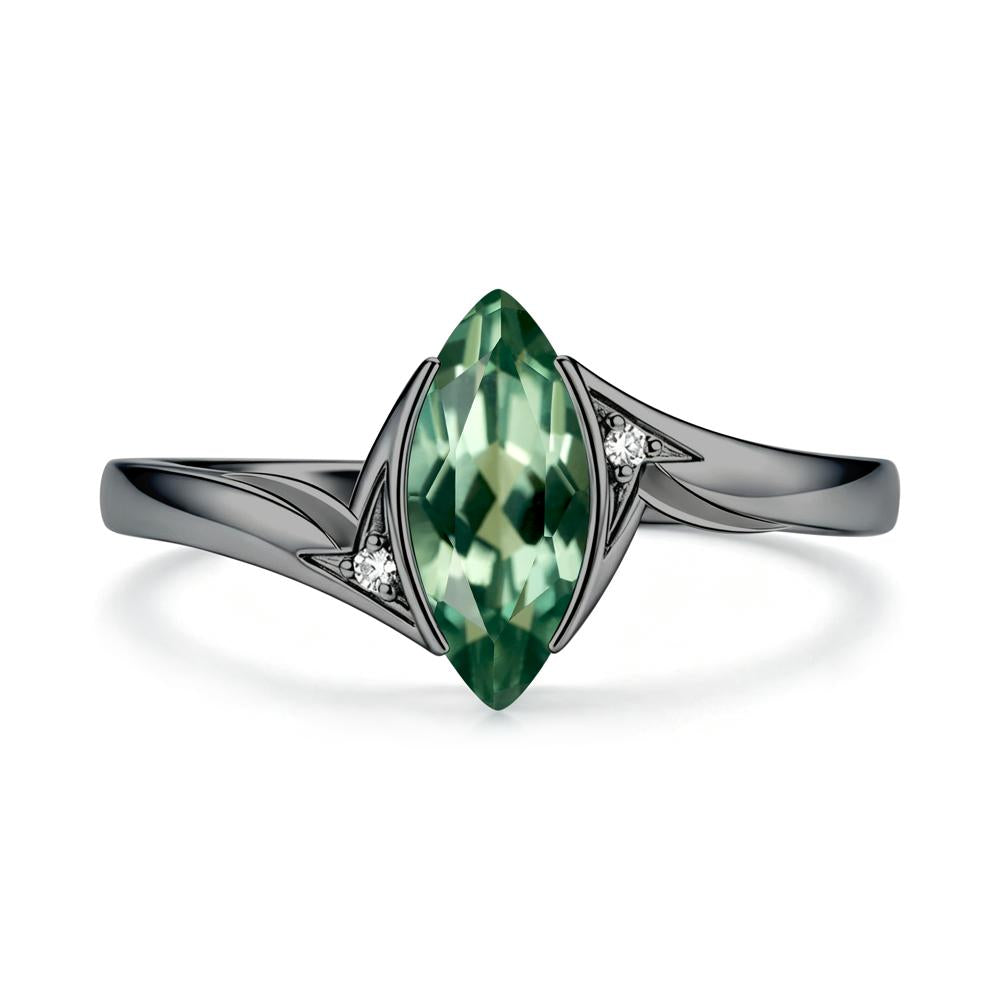 Marquise Cut Green Moissanite Tension Ring - LUO Jewelry #gemstone_Green Sapphire