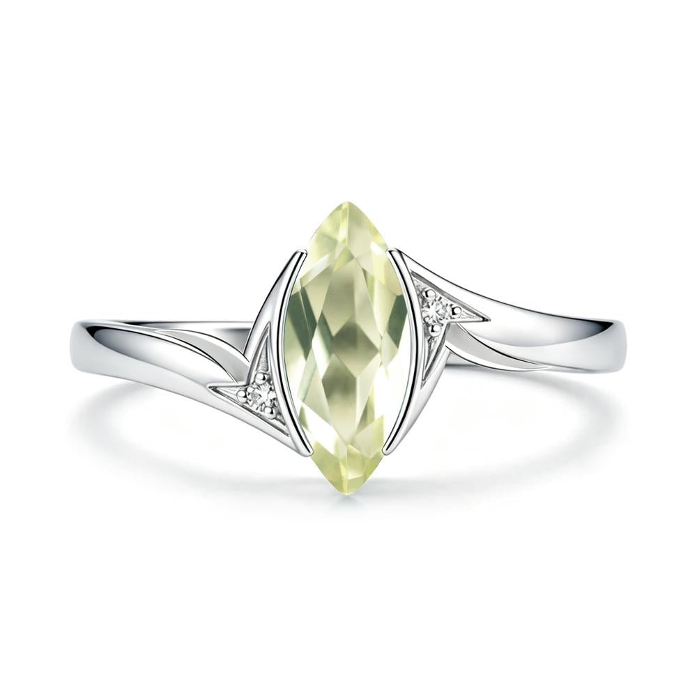 Marquise Cut Green Moissanite Tension Ring - LUO Jewelry #gemstone_Lemon Quartz