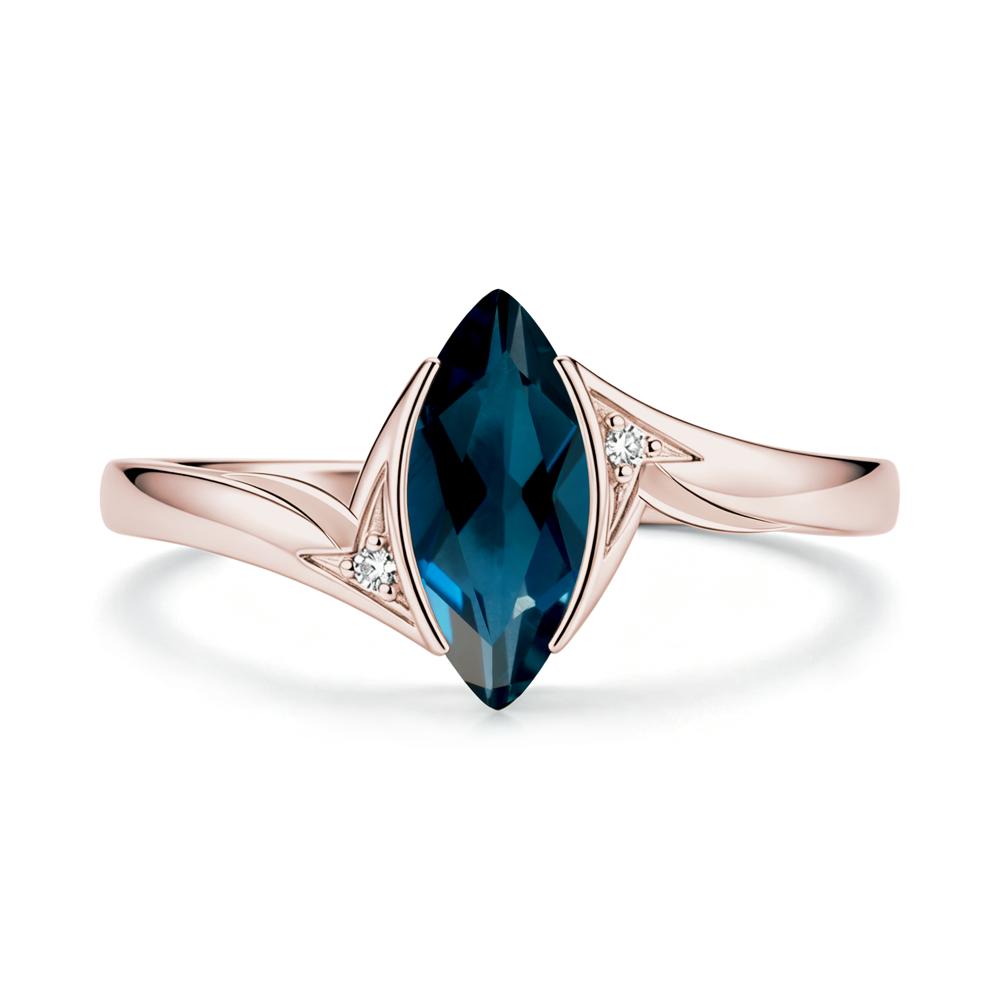 Marquise Cut Green Moissanite Tension Ring - LUO Jewelry #gemstone_London Blue Topaz