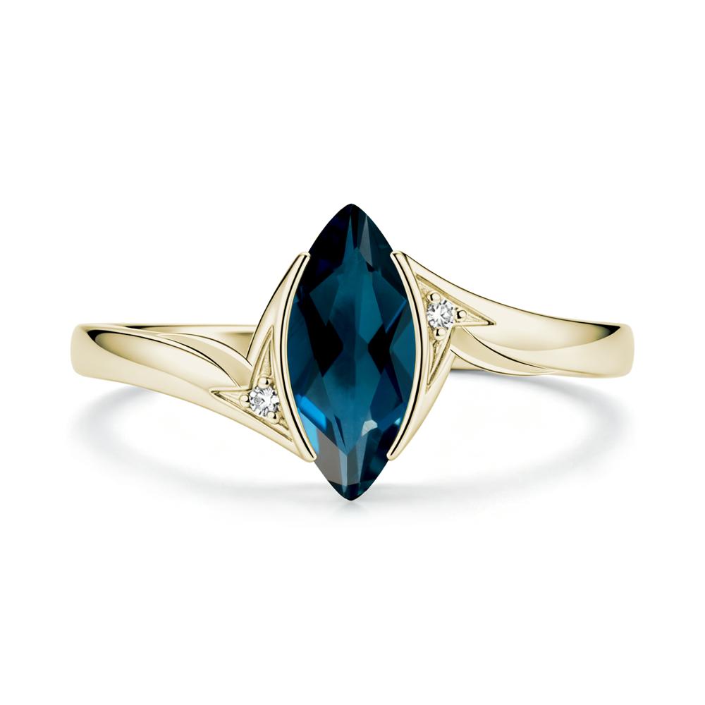 Marquise Cut Green Moissanite Tension Ring - LUO Jewelry #gemstone_London Blue Topaz