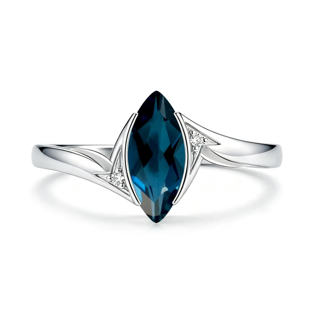 Marquise Cut Green Moissanite Tension Ring - LUO Jewelry #gemstone_London Blue Topaz