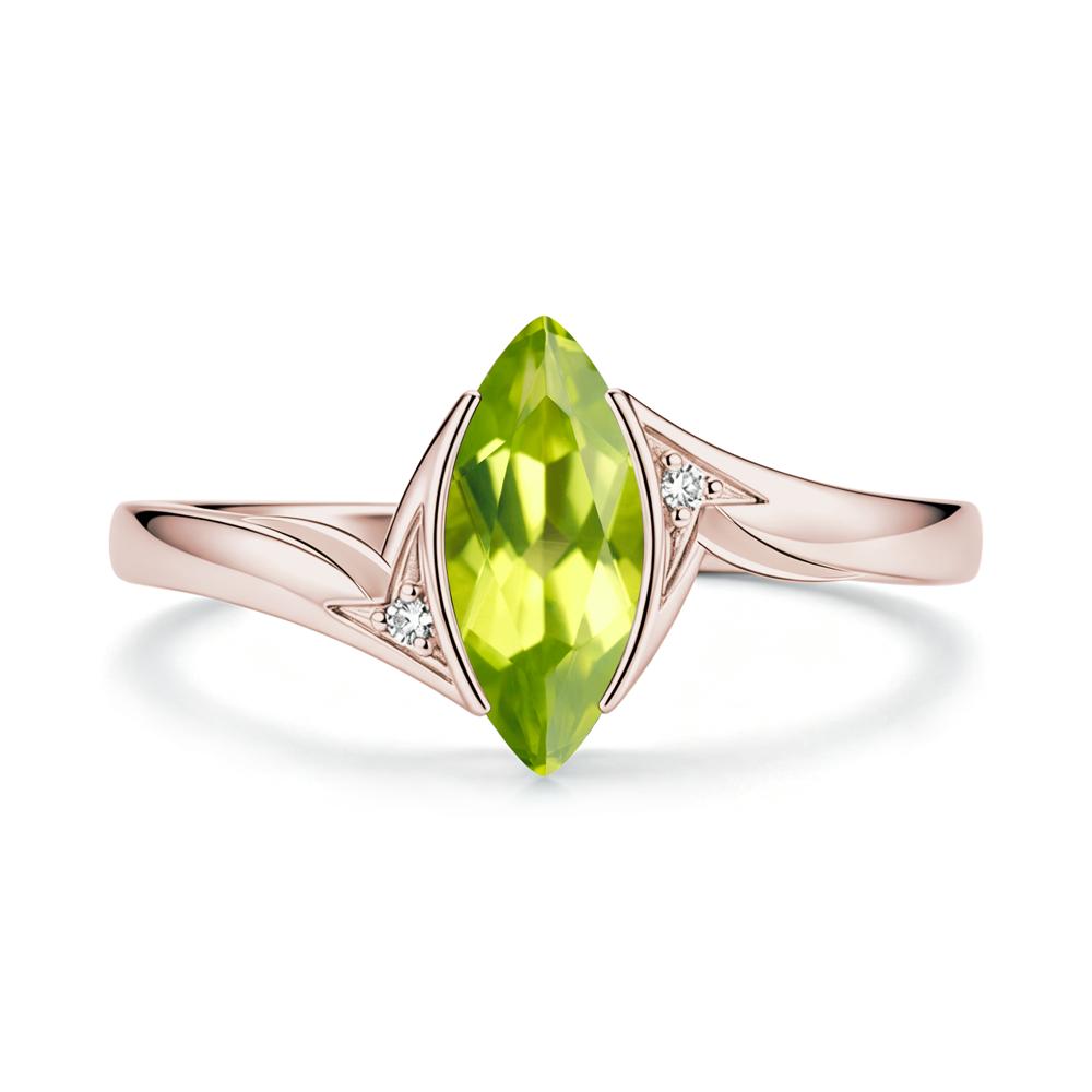 Marquise Cut Green Moissanite Tension Ring - LUO Jewelry #gemstone_Peridot