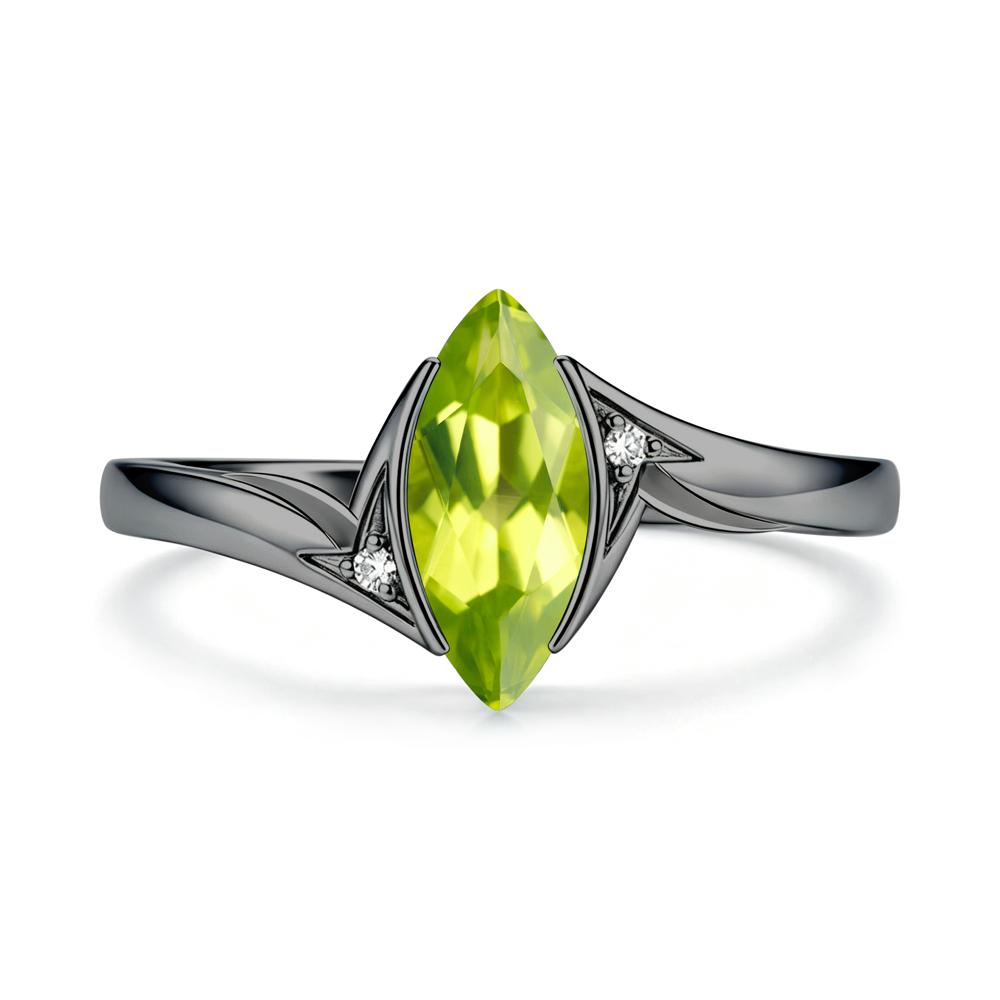 Marquise Cut Green Moissanite Tension Ring - LUO Jewelry #gemstone_Peridot