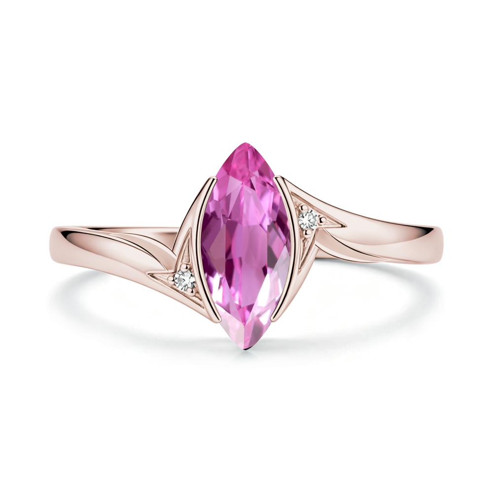Marquise Cut Green Moissanite Tension Ring - LUO Jewelry #gemstone_Pink Sapphire