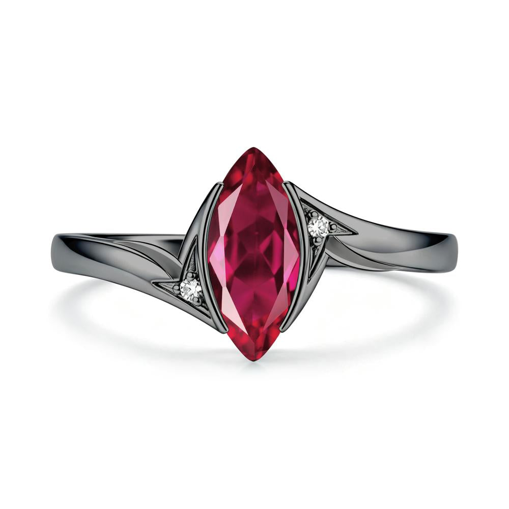 Marquise Cut Green Moissanite Tension Ring - LUO Jewelry #gemstone_Ruby