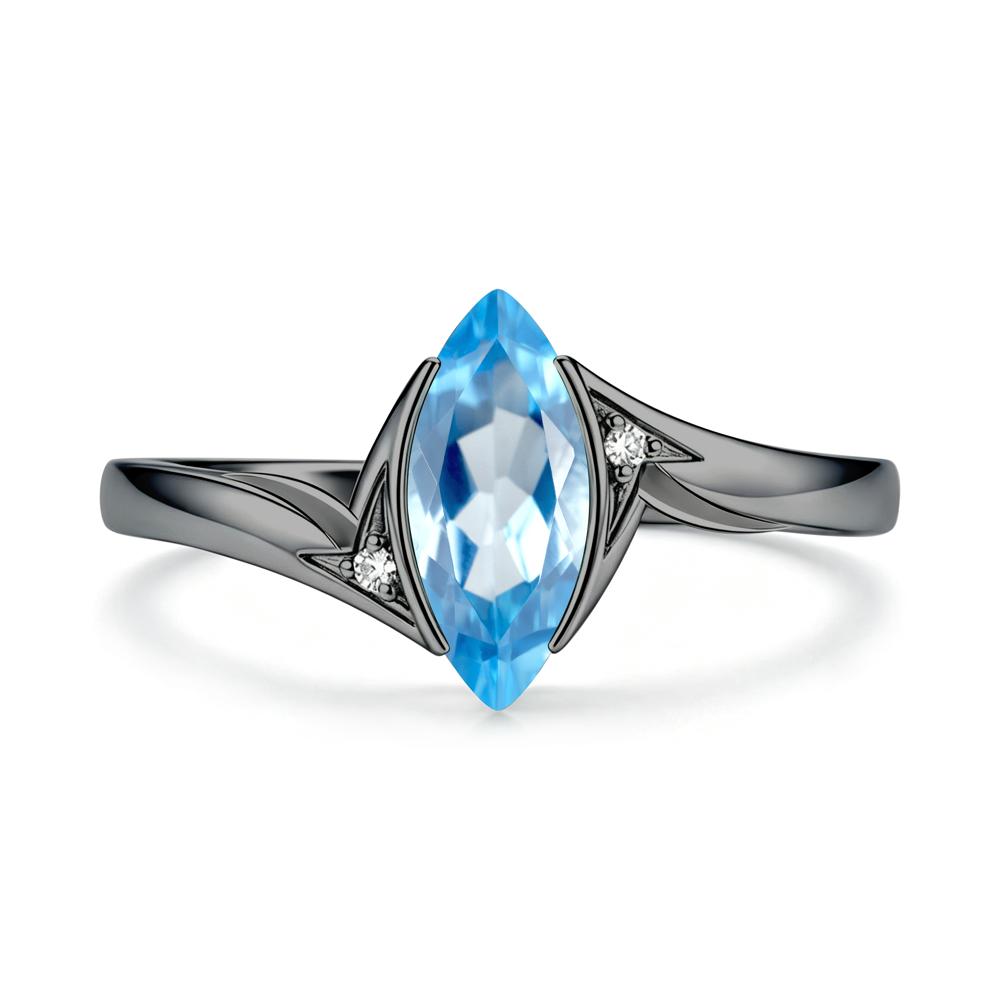Marquise Cut Green Moissanite Tension Ring - LUO Jewelry #gemstone_Swiss Blue Topaz