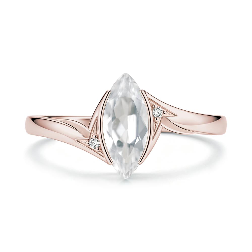 Marquise Cut Green Moissanite Tension Ring - LUO Jewelry #gemstone_White Topaz
