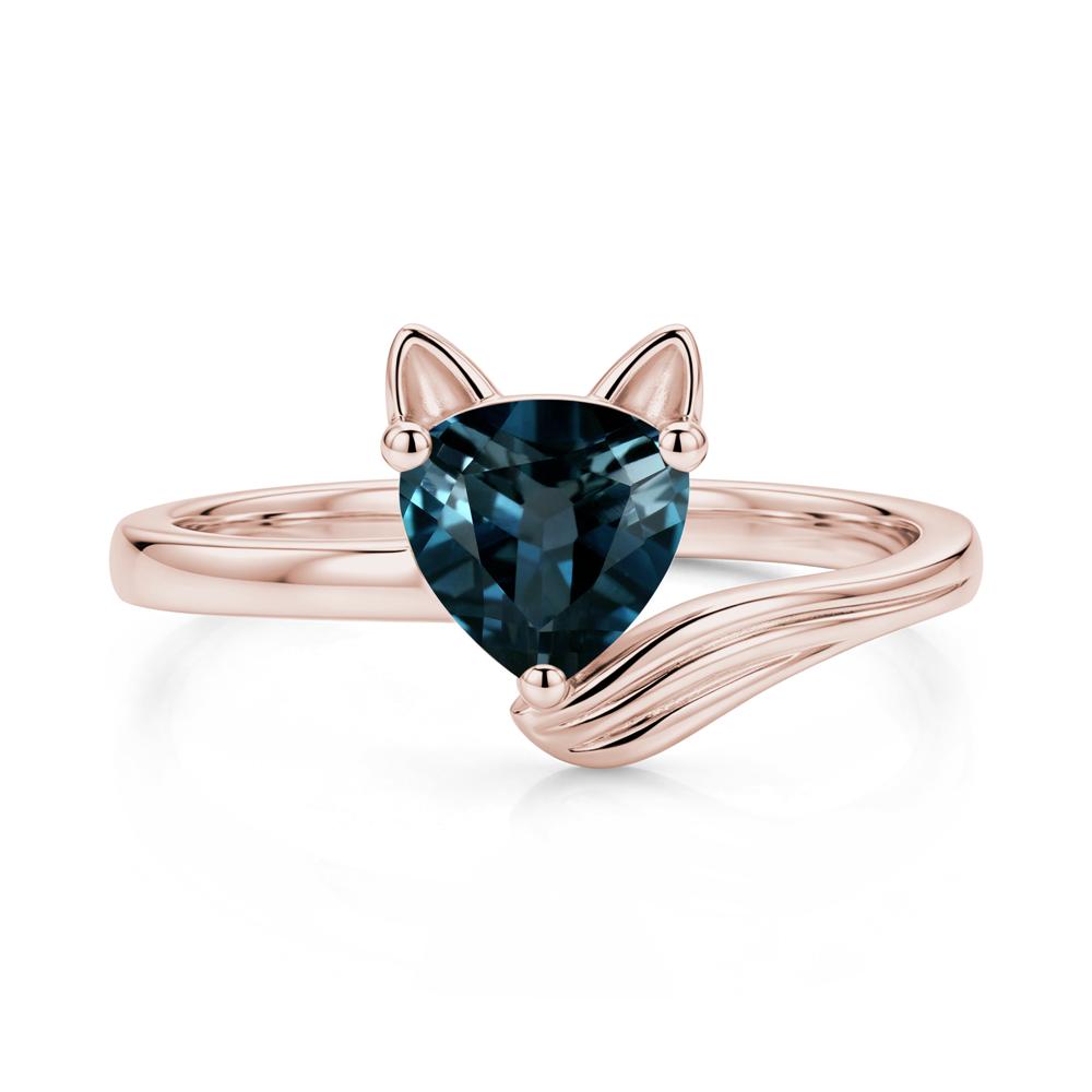 Trillion Cut Sapphire Fox Ring - LUO Jewelry #gemstone_London Blue Topaz