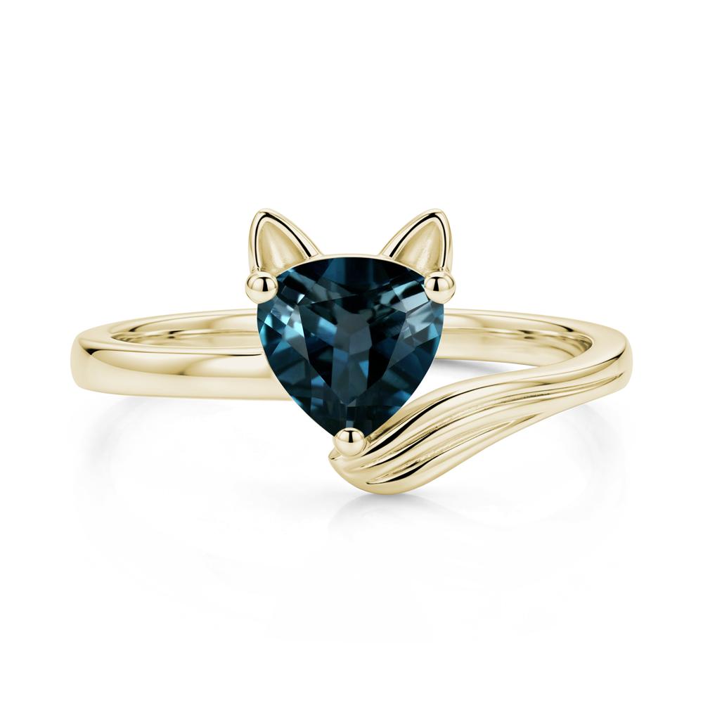 Trillion Cut Sapphire Fox Ring - LUO Jewelry #gemstone_London Blue Topaz