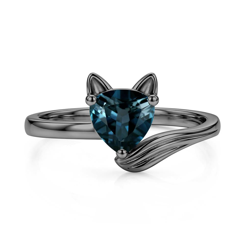 Trillion Cut Sapphire Fox Ring - LUO Jewelry #gemstone_London Blue Topaz