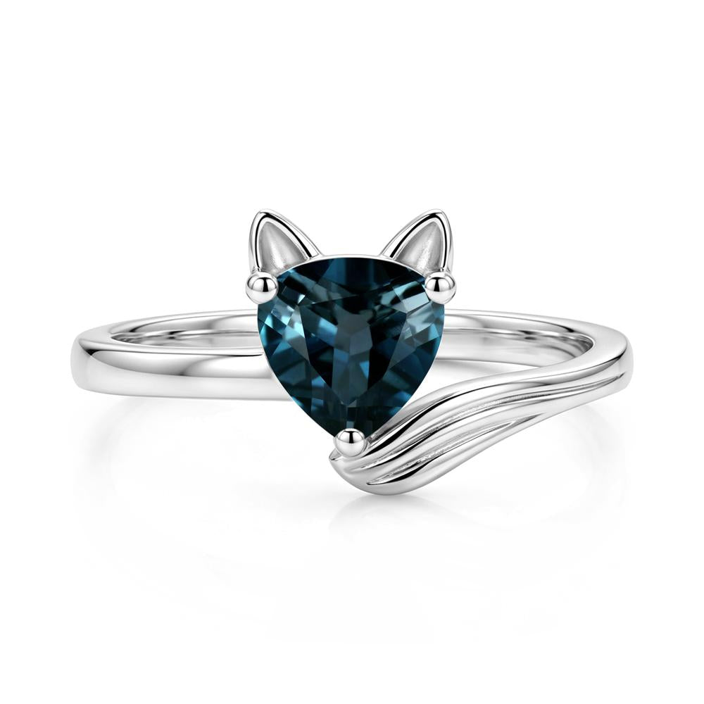 Trillion Cut Sapphire Fox Ring - LUO Jewelry #gemstone_London Blue Topaz