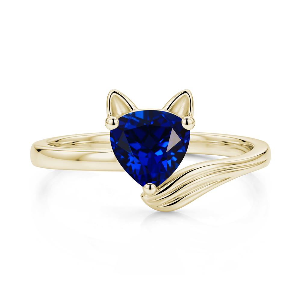 Trillion Cut Sapphire Fox Ring - LUO Jewelry #gemstone_Sapphire