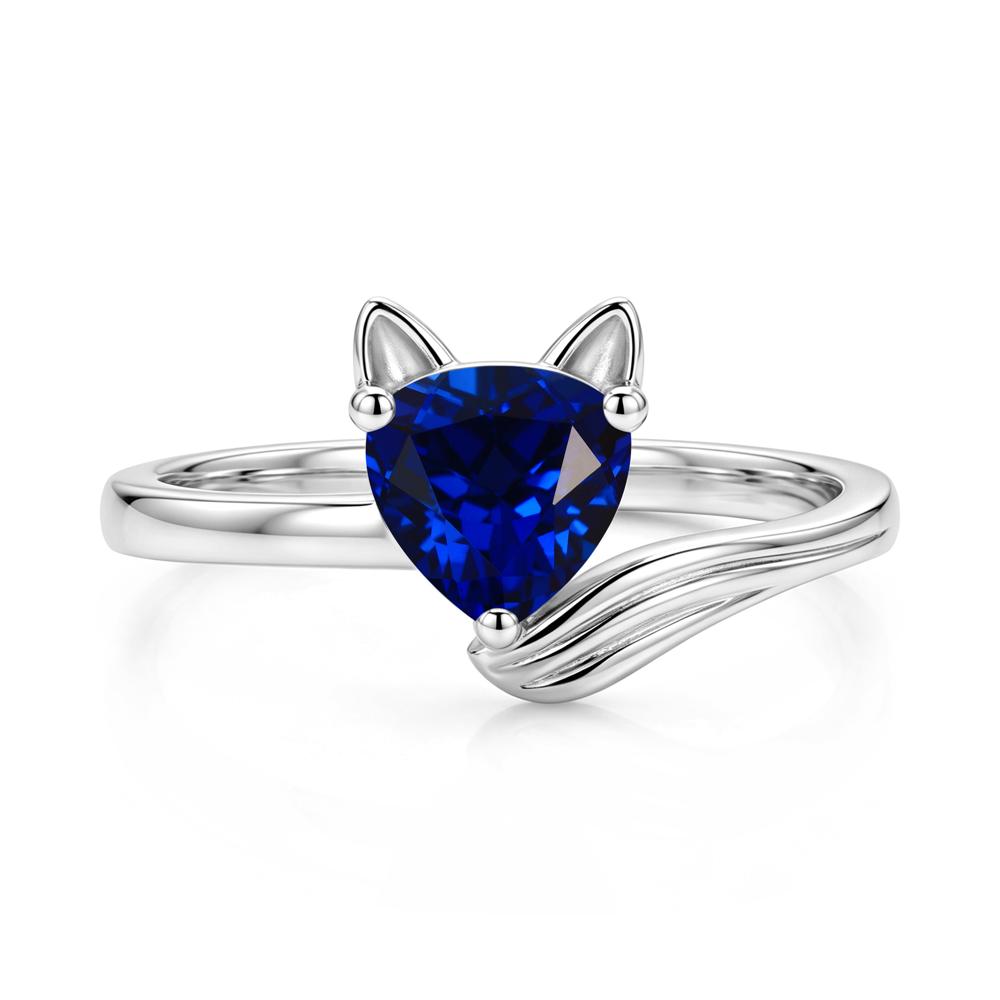 Trillion Cut Sapphire Fox Ring - LUO Jewelry #gemstone_Sapphire