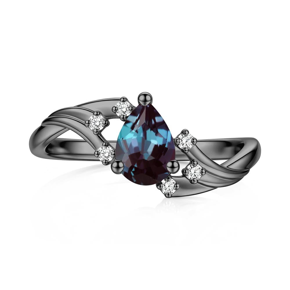 Pear Shaped Tourmaline Cluster Bypass Ring - LUO Jewelry #gemstone_Alexandrite