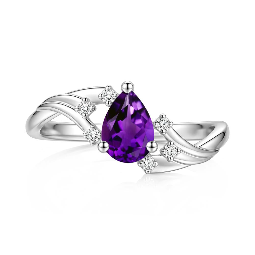 Pear Shaped Tourmaline Cluster Bypass Ring - LUO Jewelry #gemstone_Amethyst