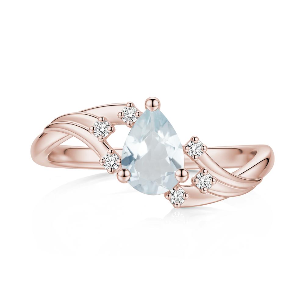Pear Shaped Tourmaline Cluster Bypass Ring - LUO Jewelry #gemstone_Aquamarine
