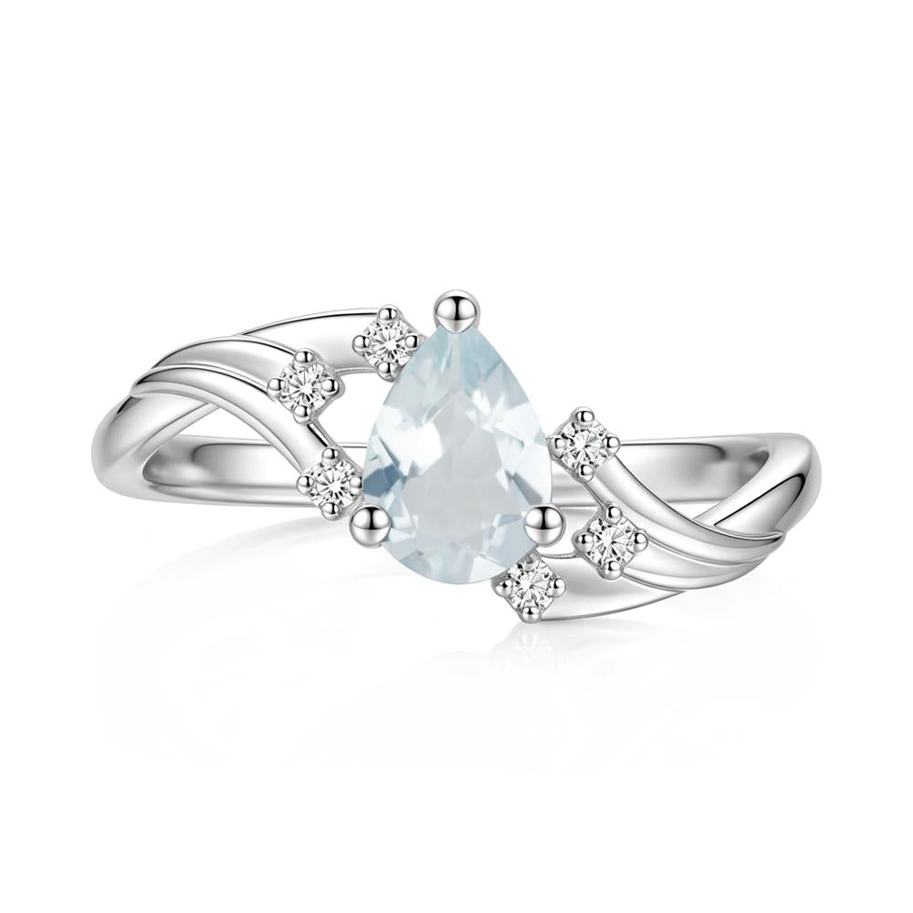 Pear Shaped Tourmaline Cluster Bypass Ring - LUO Jewelry #gemstone_Aquamarine
