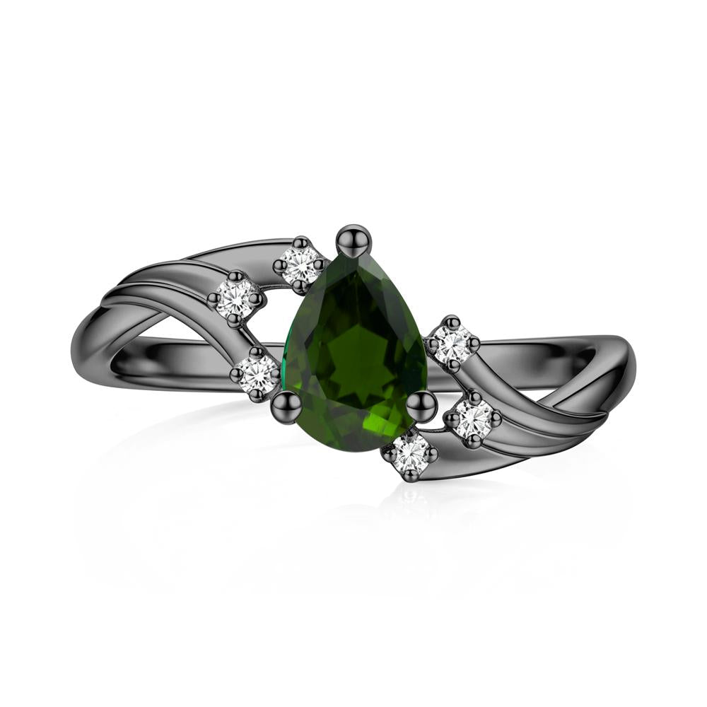Pear Shaped Tourmaline Cluster Bypass Ring - LUO Jewelry #gemstone_Diopside