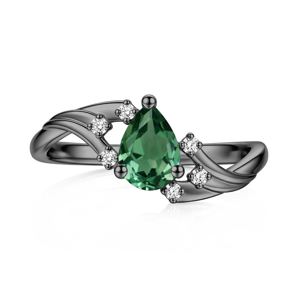 Pear Shaped Tourmaline Cluster Bypass Ring - LUO Jewelry #gemstone_Green Sapphire